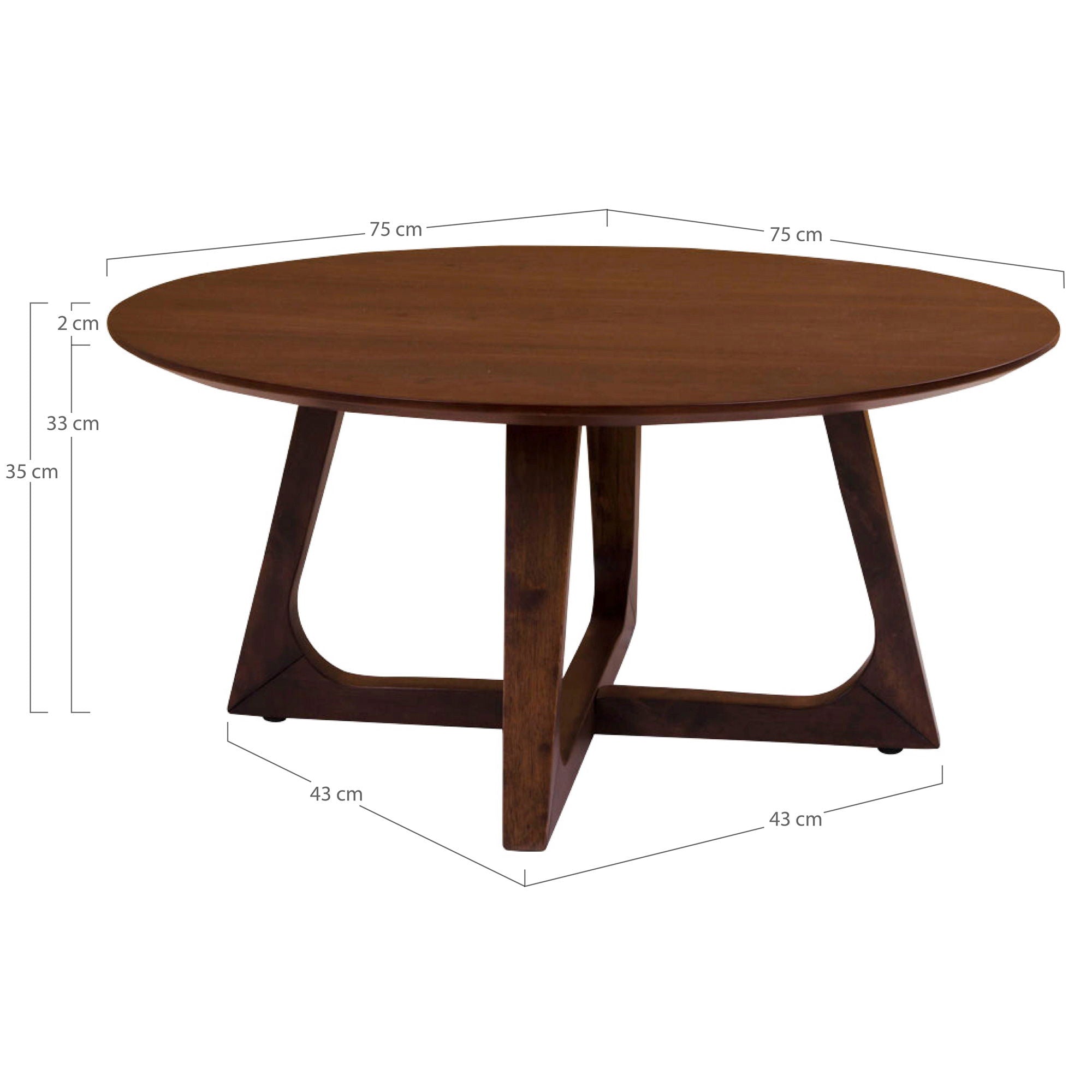 Hellerup – Couchtisch, Nussbaumfurnier, Ø75x36 cm